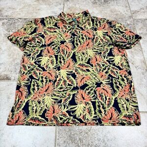 Tori Richard Polo Shirt Mens Large Hawaiian Leaf Print Collared Beach Resort